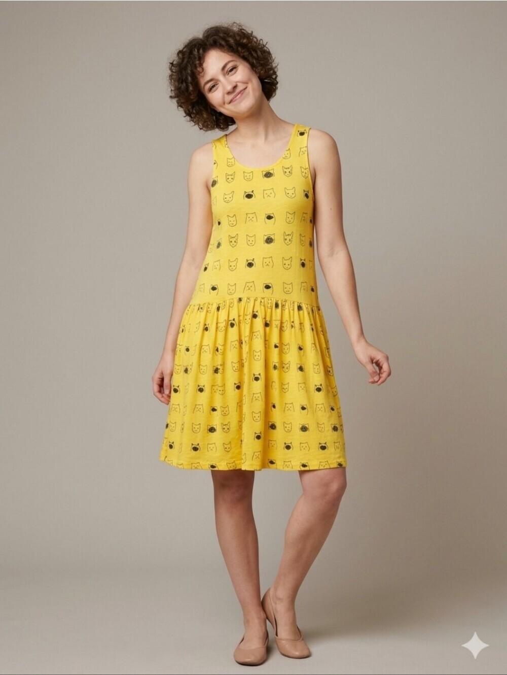 Pepaloves Cat Print Drop-Waist Dress, VGUC, Size S